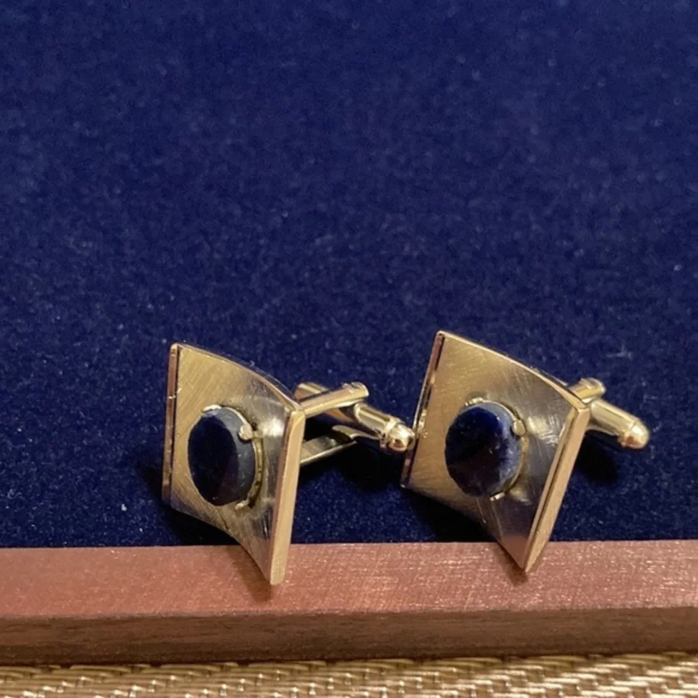 Vintage Dante silver tone and blue lapis cufflinks